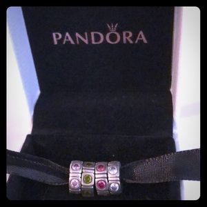 Silver with light pink stones spacer charm